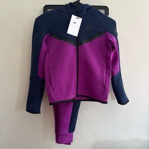 Nike Boys Tech Fleece Full-Zip Sweatshirt/Jacket and Pant XS Bold Berry/Midnight
